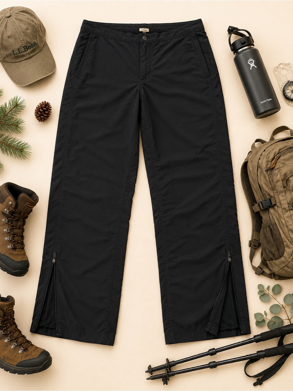 L.L. Bean Men’s Trail Hiking Pants Large Regular Zip Hem Outdoor Pants